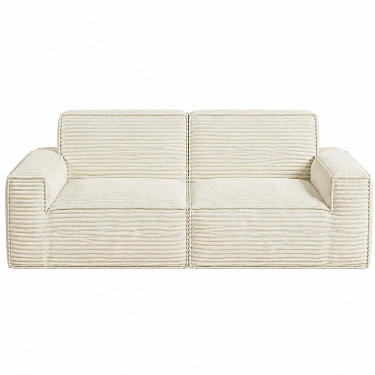 Canapé deux places en velours côtelé Beige 200 cm