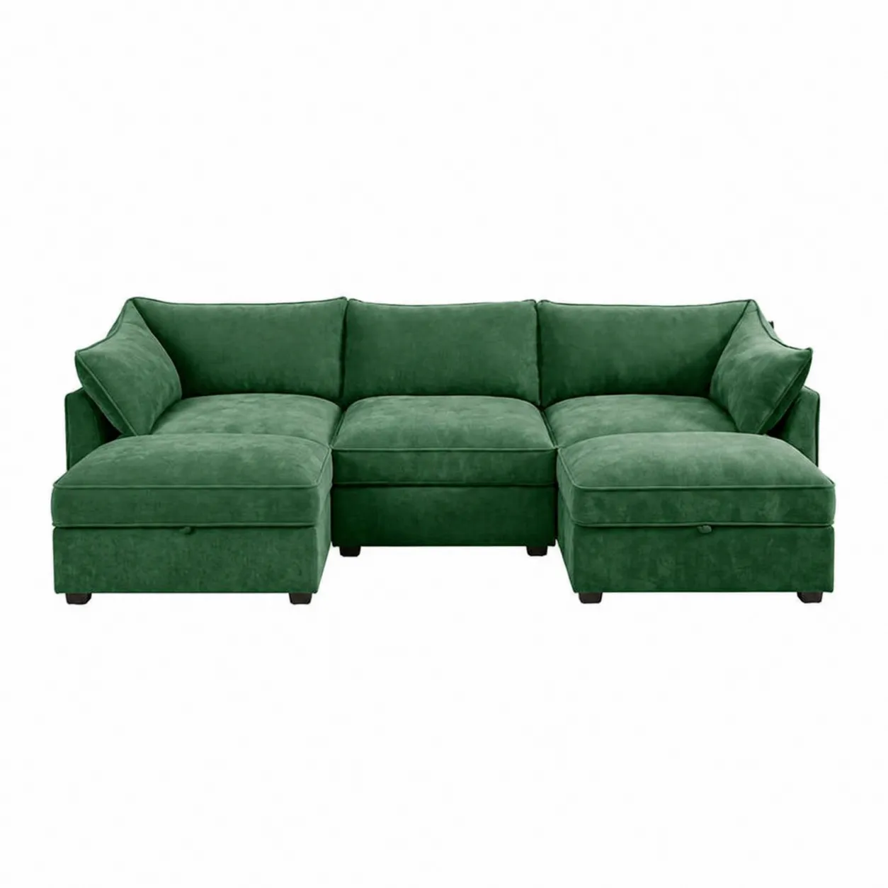 Canapé modulaire en bois et polyester vert foncé