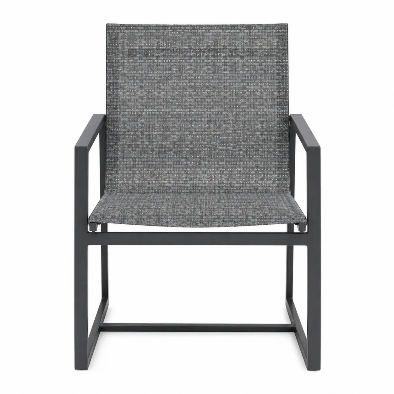 Fauteuil d'extérieur en métal et tissu polyester Gris