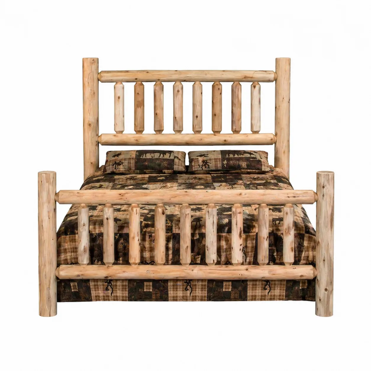 Lit en bois de pin massif avec linge de lit inclus