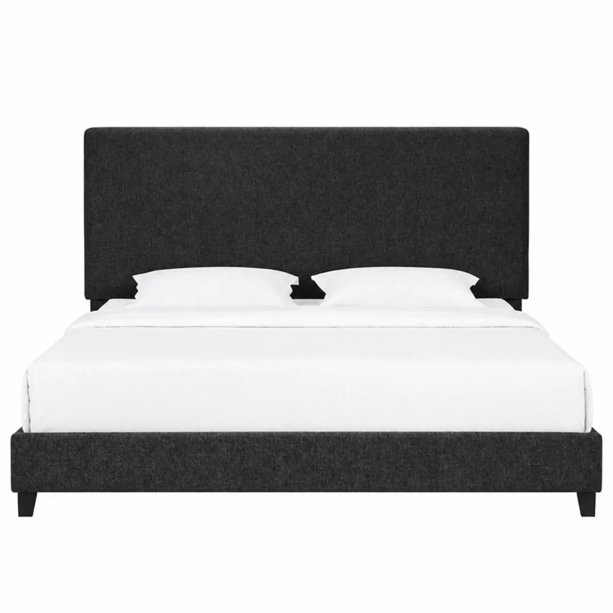 Lit double en tissu gris foncé 200x160 cm