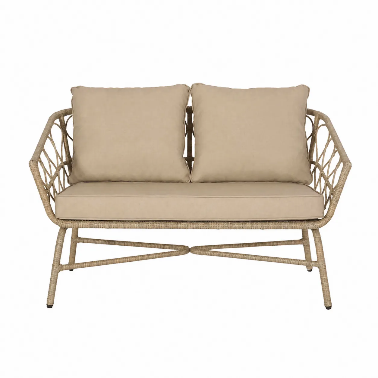 Canapé en Résine Tressée 2 Places Beige