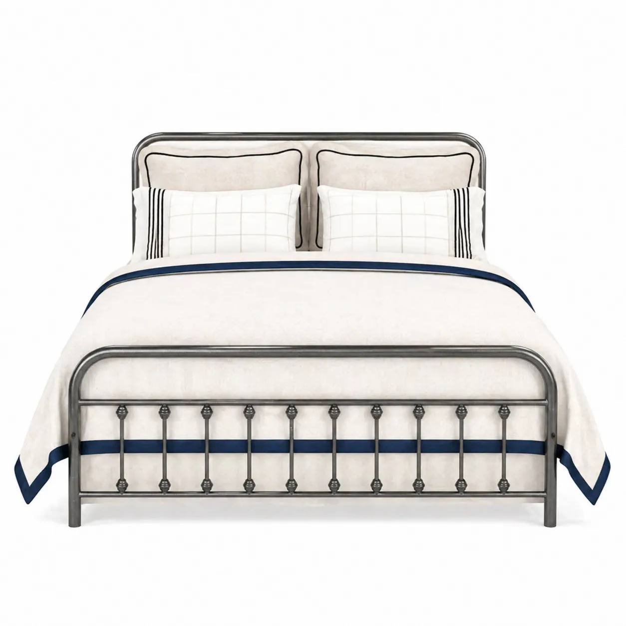 Lit double en métal avec structure en acier et accessoires