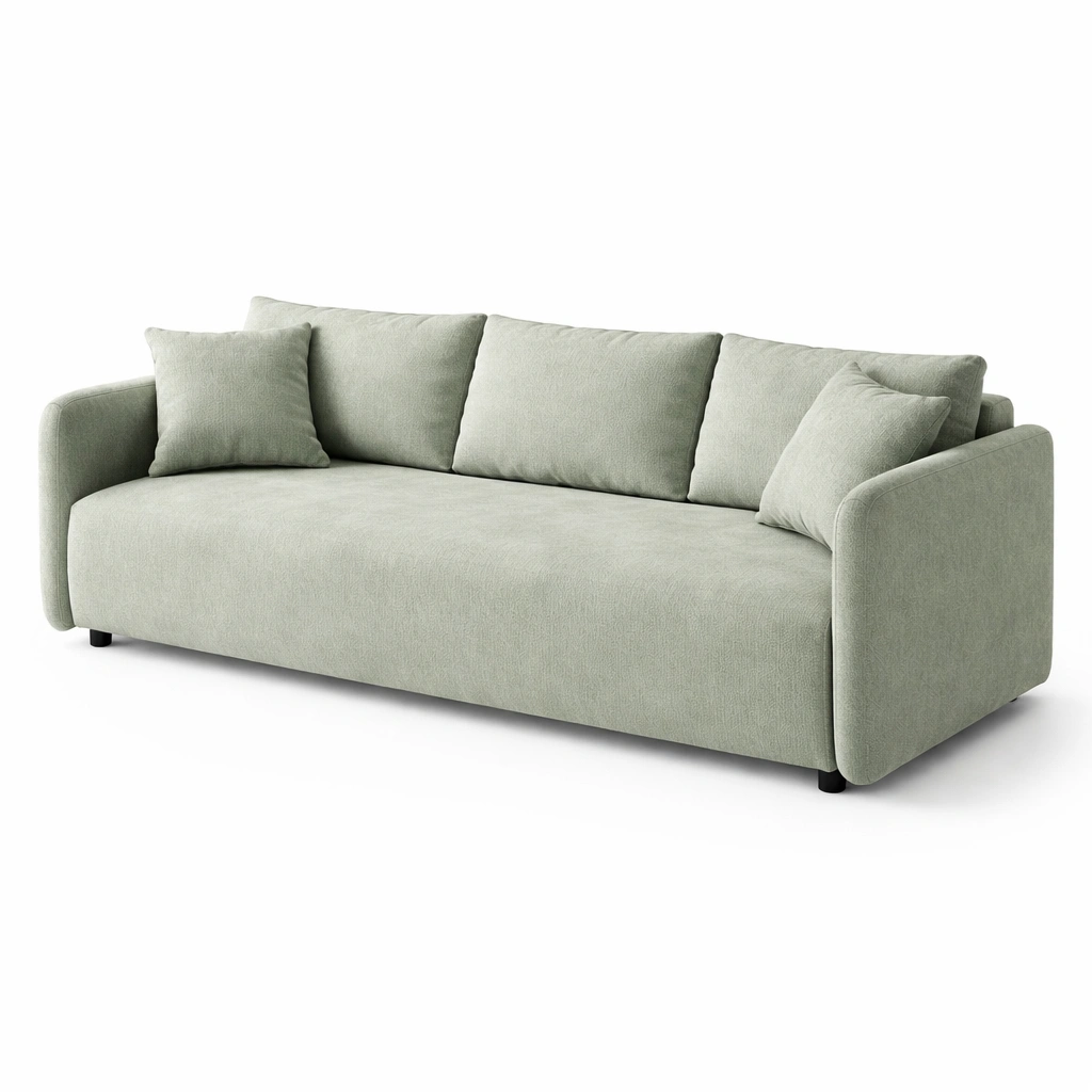 3 Sitzer Schlafsofa mit Stauraum Funktion, Modernes Polstersofa mit Kissen, Wohnzimmer Sofa klappbar-cartelyo