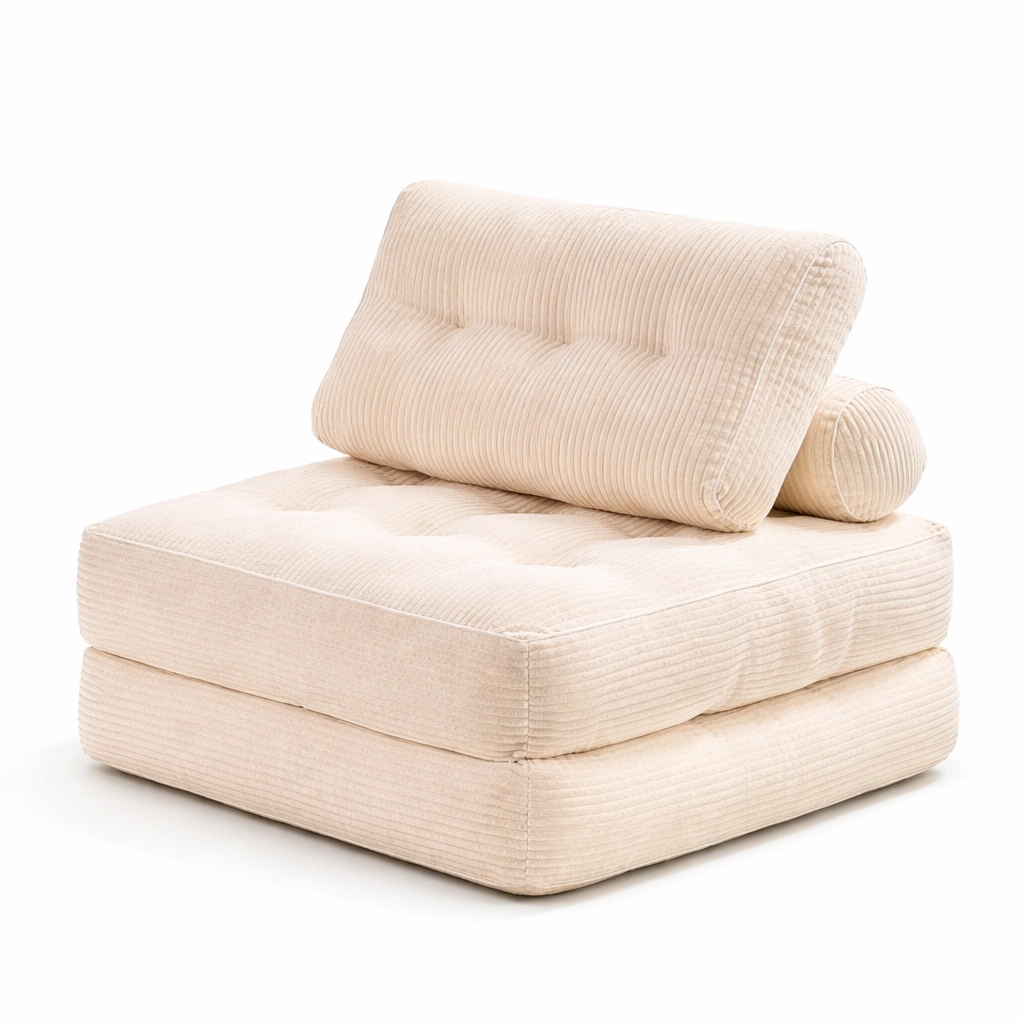 Klappbares 4 in 1 Schlafsofa Einzel, Multifunktionaler Sessel mit Liegefunktion und Pouf Design, Platzsparend fuer Wohnzimmer und Schlafzimmer 90 cm-cartelyo