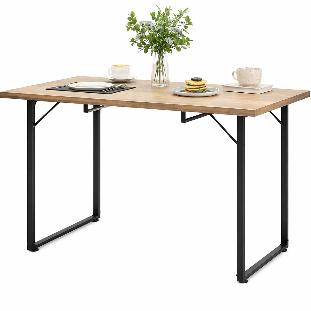 Ausziehbarer Esstisch fuer 4�C6 Personen, rechteckig, klappbar, stabile Metallbeine, 120�C160 x 80 x 75 cm, Holzoptik Natur-cartelyo