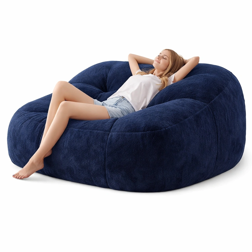 Gro?er Multifunktionaler Sitzsack Sofa Lounger �C Umwandelbar zu Liegebett �C Extra Weich und Volumin?s �C Dunkelblau �C F�r Erwachsene und Jugendliche �C Modernes Lounge M?bel-cartelyo