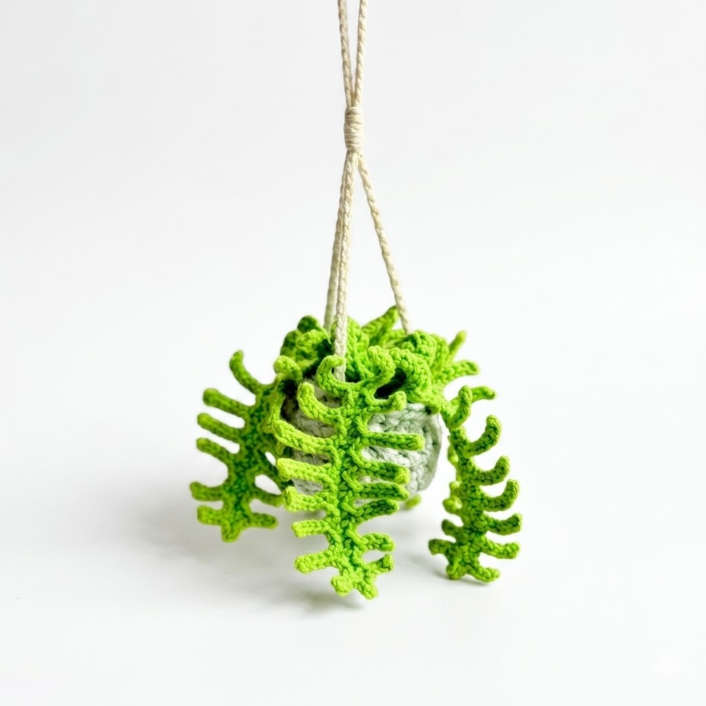 Fern Plant Basket Crochet Pattern