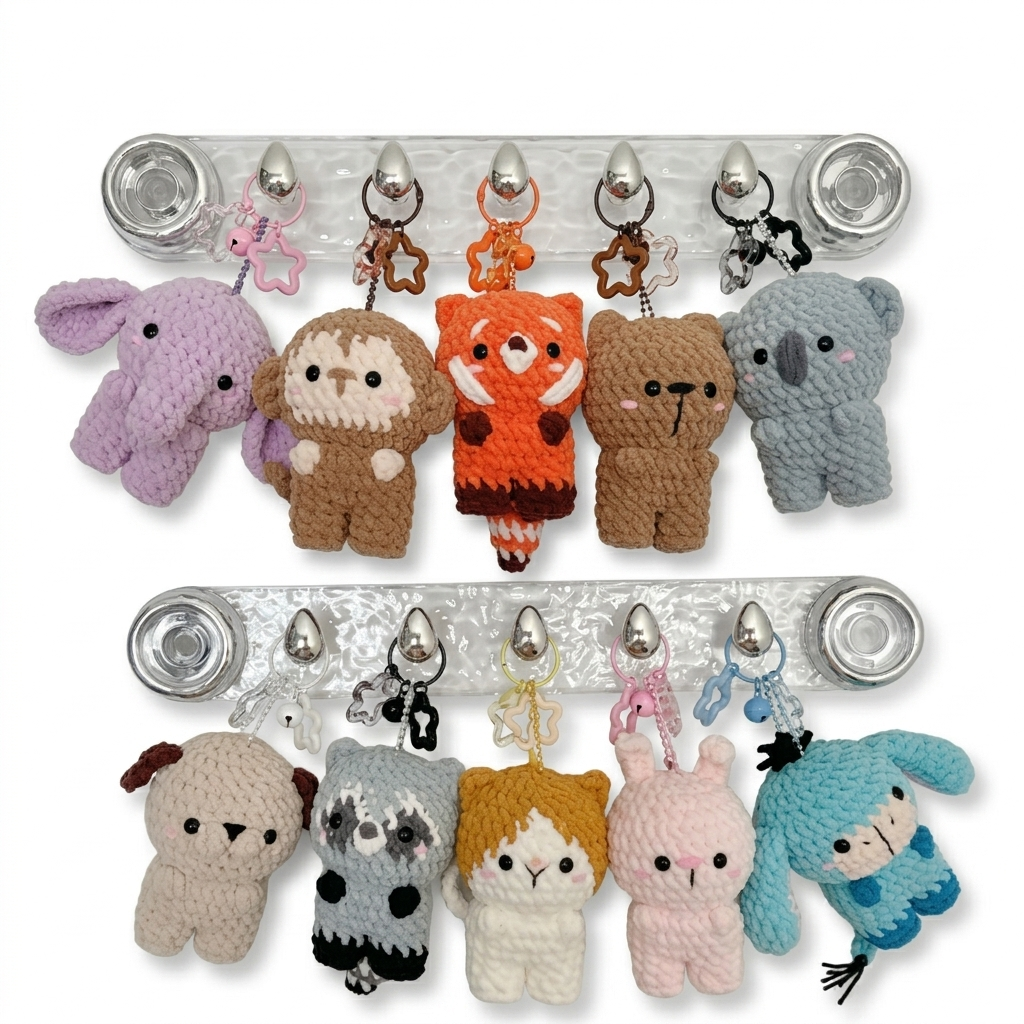 Combo 10 in 1 Animal Friends Keychain Crochet Pattern