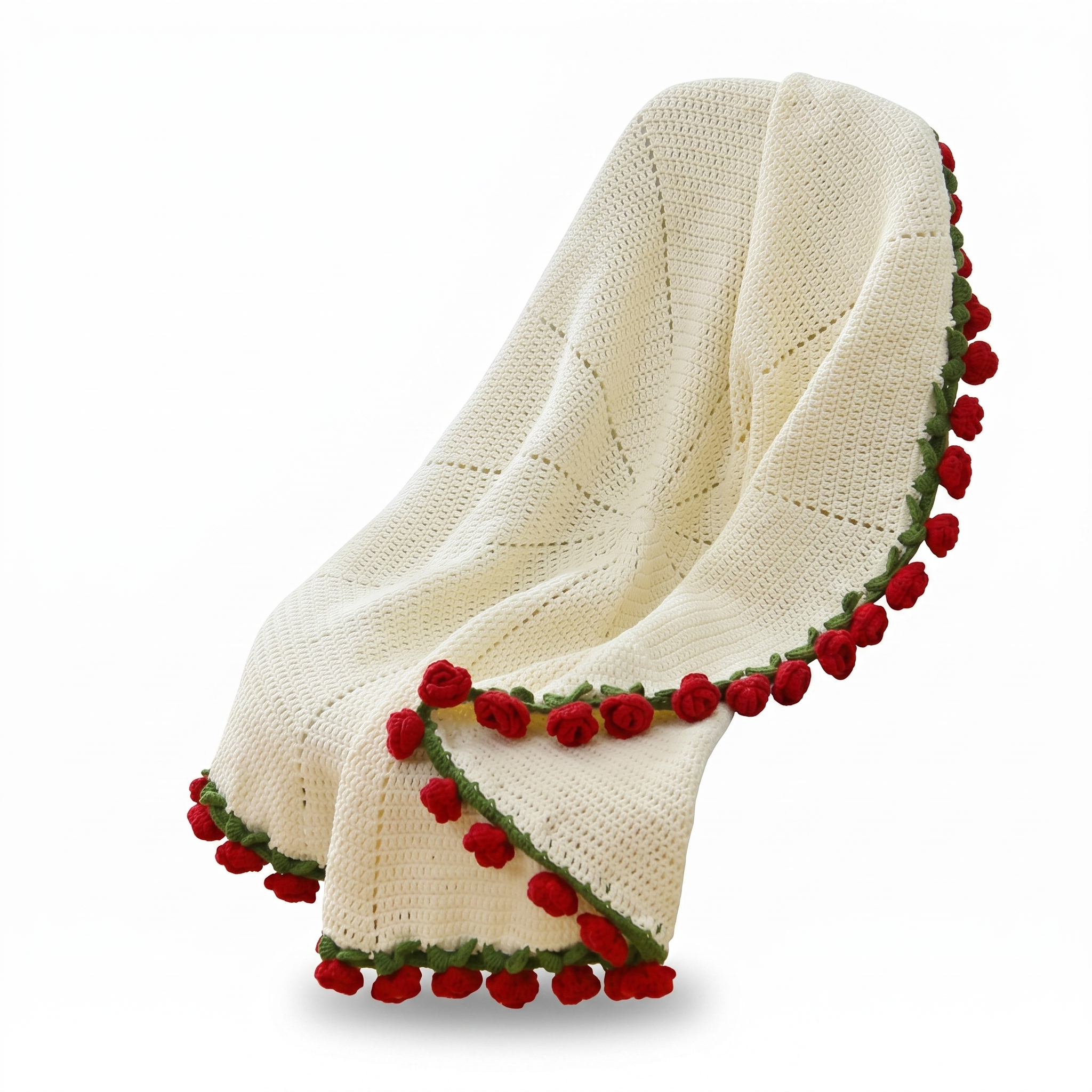 Red Rose Bouquet Blanket Crochet Pattern 
