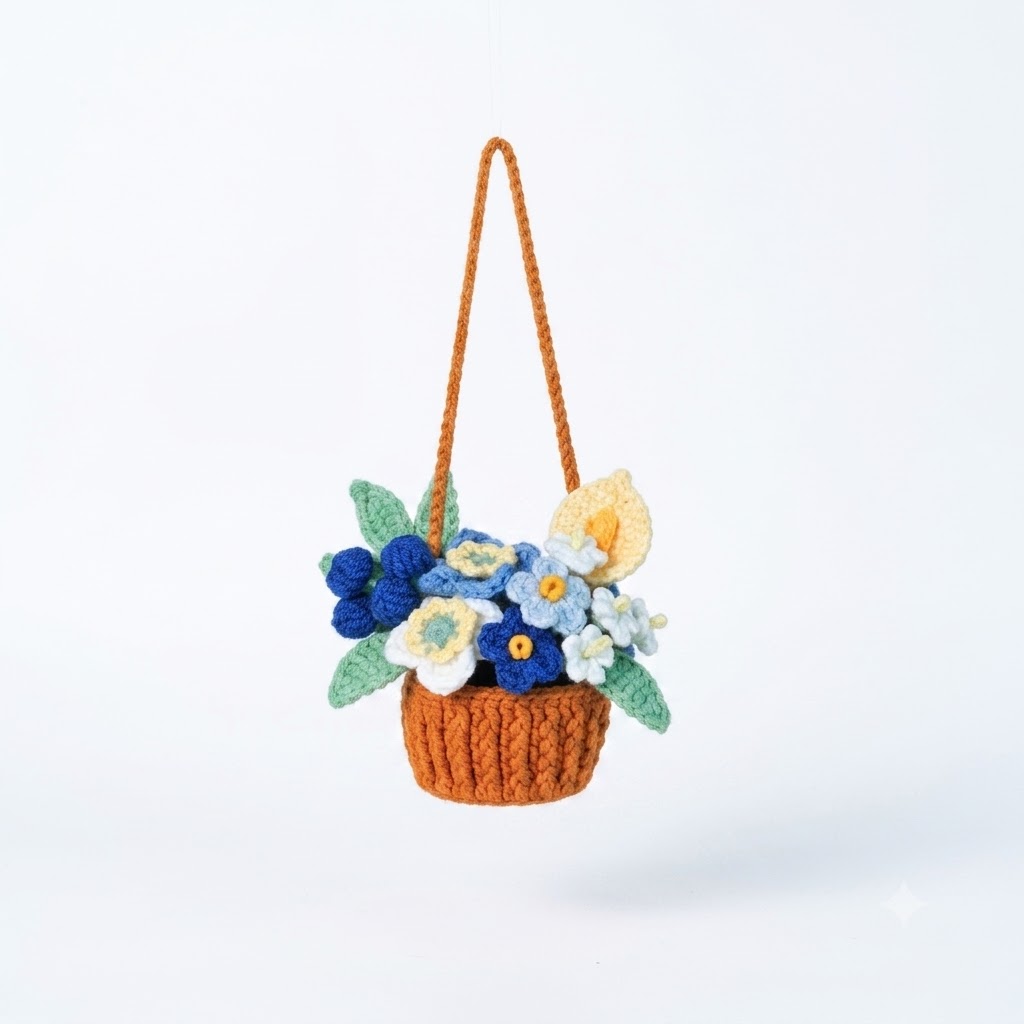 Blue Radiance Basket Car Hanging Crochet Pattern