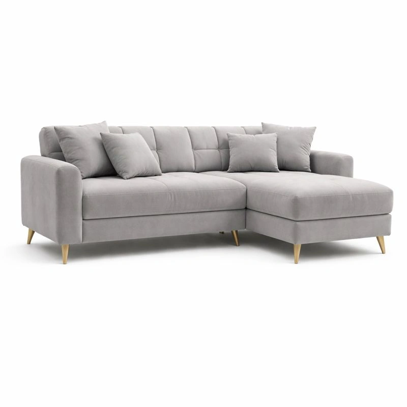 Ecksofa L Form mit Schlaffunktion, Polsterecke Couch Schlafsofa modern, Wohnlandschaft mit Ottomane rechts 239 x 152 x 75 cm Grau-zolqora
