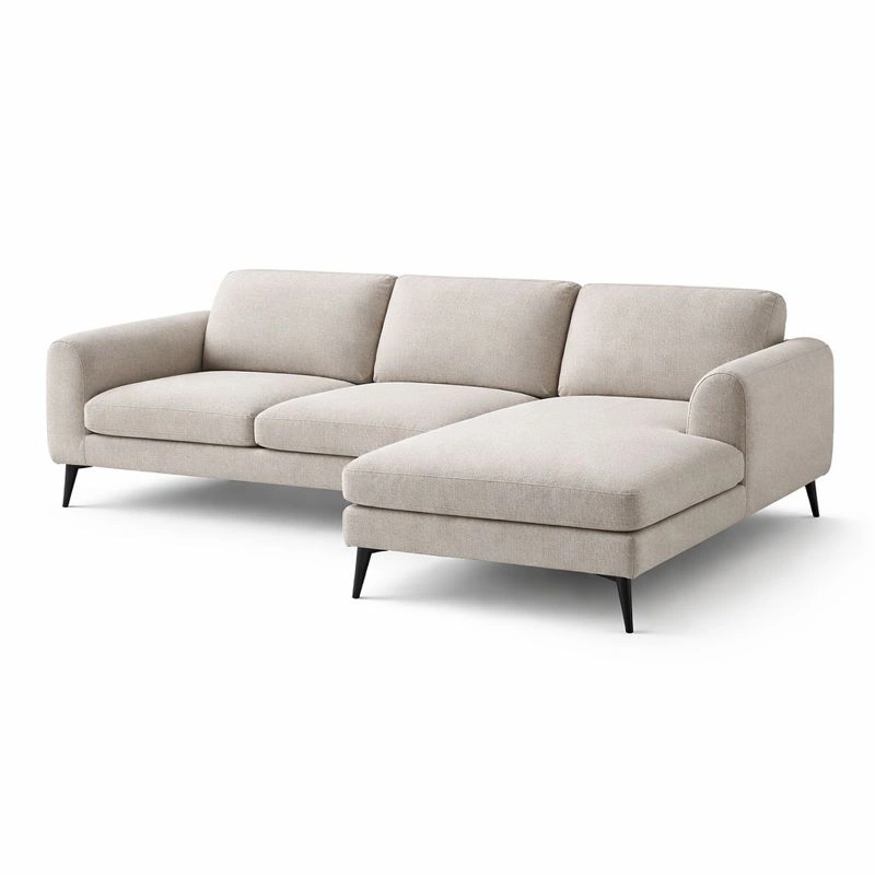 3-Sitzer Ecksofa mit Chaiselongue Modernes Stoff Sofa Wohnzimmer L Form Couch mit Metallbeinen Beige-zolqora