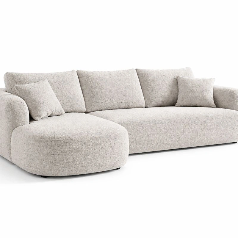U Form Schlafsofa XXL 7 Sitzer Cord Stoff Wohnlandschaft mit Schlaffunktion und Ottomane Beige-zolqora
