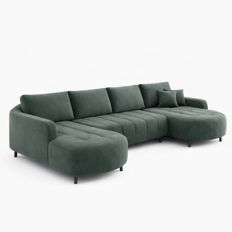 Panorama U Form Ecksofa mit Schlaffunktion und Stauraum Stoff Modern Grosses Wohnzimmer Sofa-zolqora