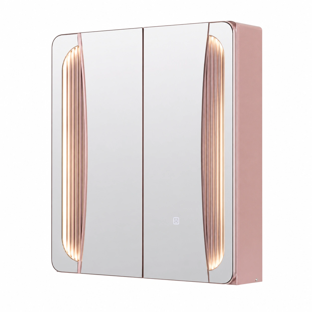 Modern Wall-Mounted LED Bathroom Mirror Cabinet with Integrated Storage 60 cm Pink