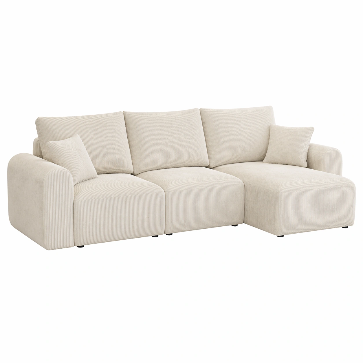 3-Seater L-Shaped Modular Sofa with Chaise Longue and Contemporary Padded Design
