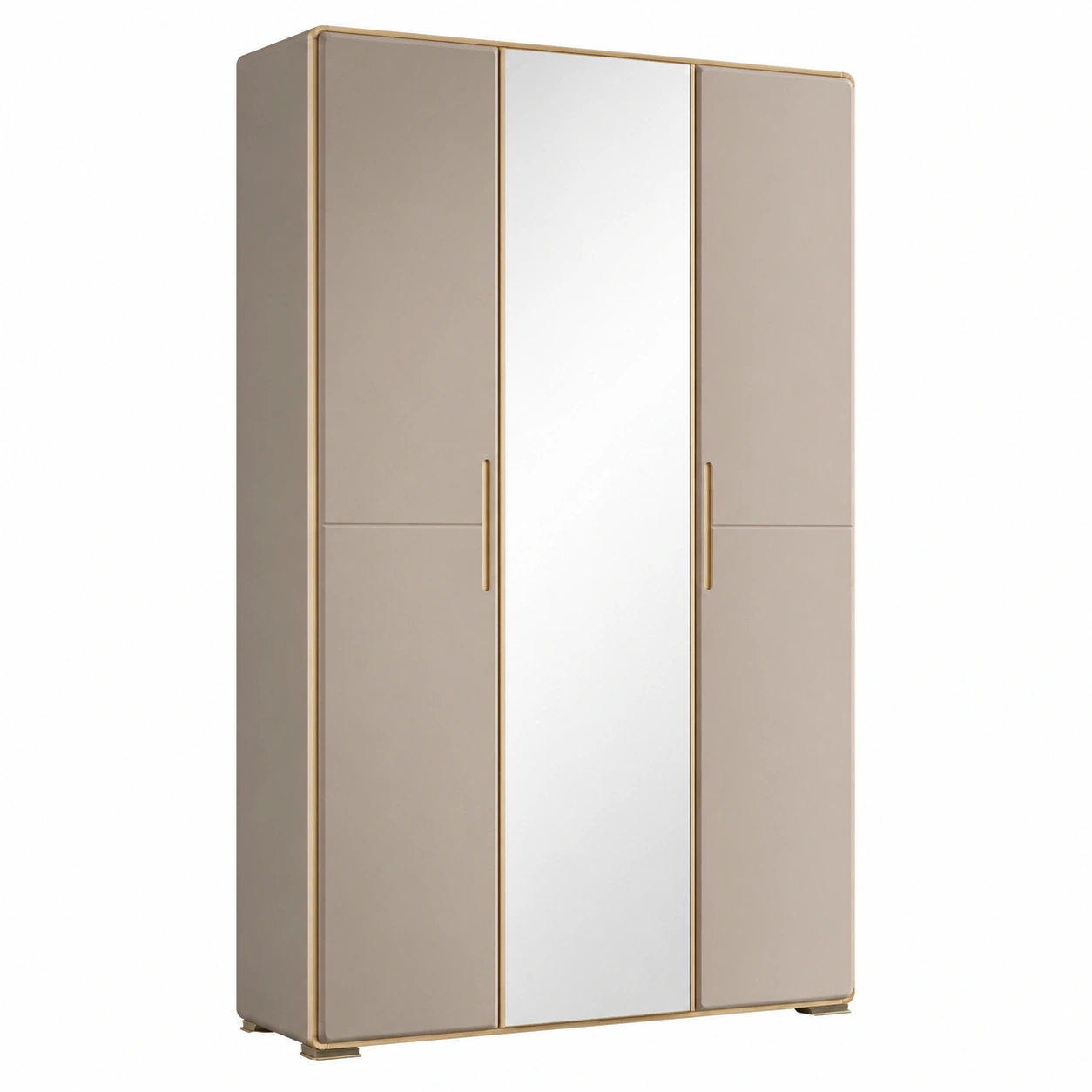 Moderner 3-tueriger Kleiderschrank mit Spiegel und Soft-Close System – Taupe Matt-cartmovo