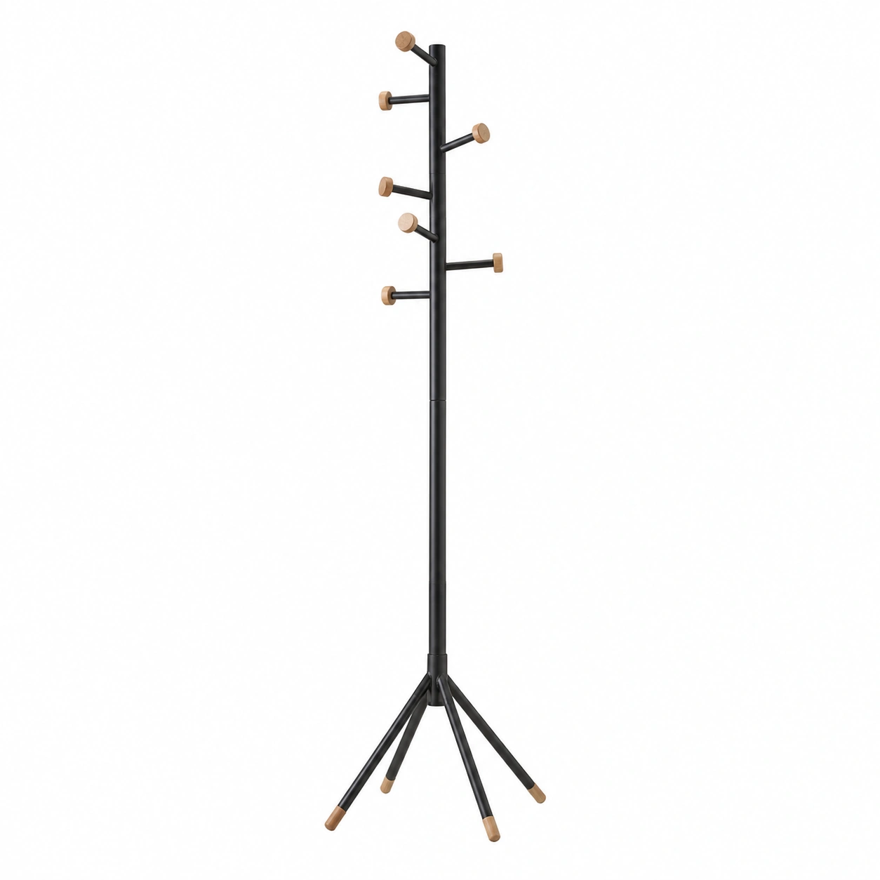 Moderner Garderobenstaender Metall schwarz mit Holzdetails 180x48 cm-cartmovo