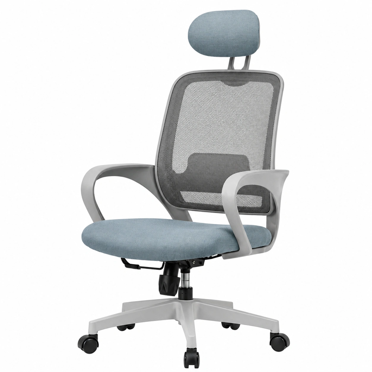 Ergonomischer Buerostuhl mit Kopfstuetze und Netzruecken Grau-cartmovo