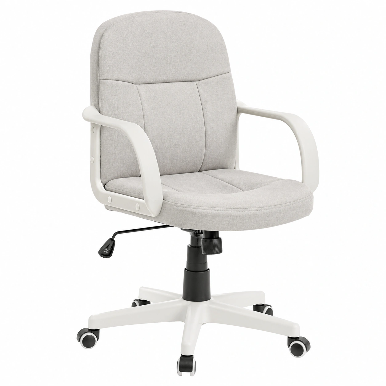 Ergonomischer Drehstuhl mit Armlehnen Stoff Hellgrau Rollen Bürostuhl H?henverstellbar Modernes Design-cartmovo