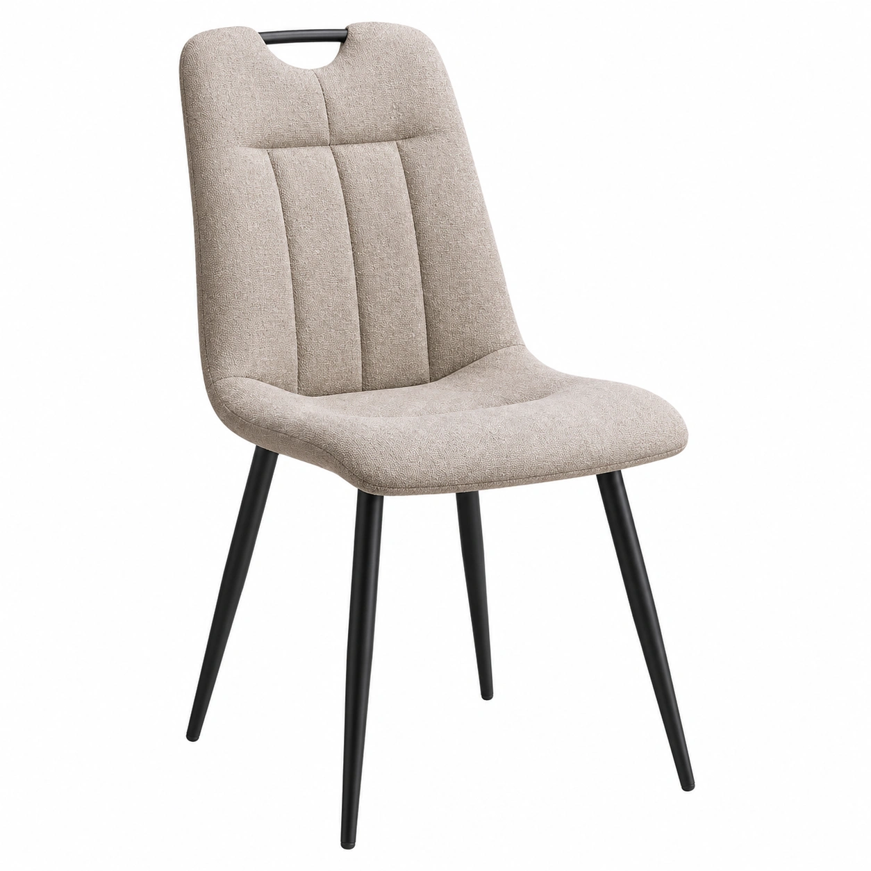 Moderner Esszimmerstuhl mit ergonomischer Polsterung und Griffausschnitt, gepolstert, stabile Metallbeine, beige-cartmovo