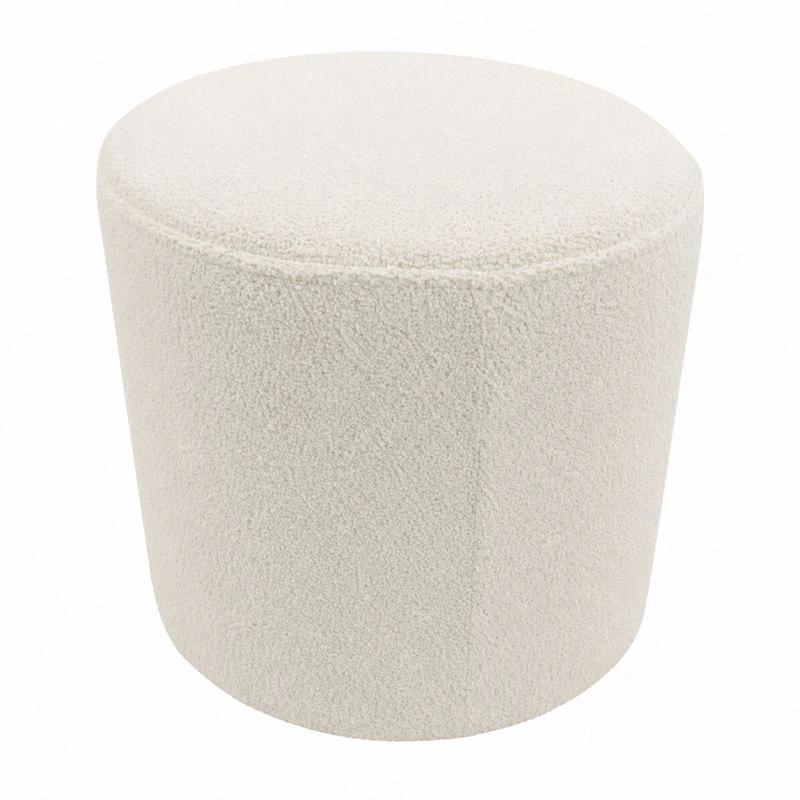 Moderner Polsterhocker Boucle Creme Rund Form Sitzhocker-cartmovo