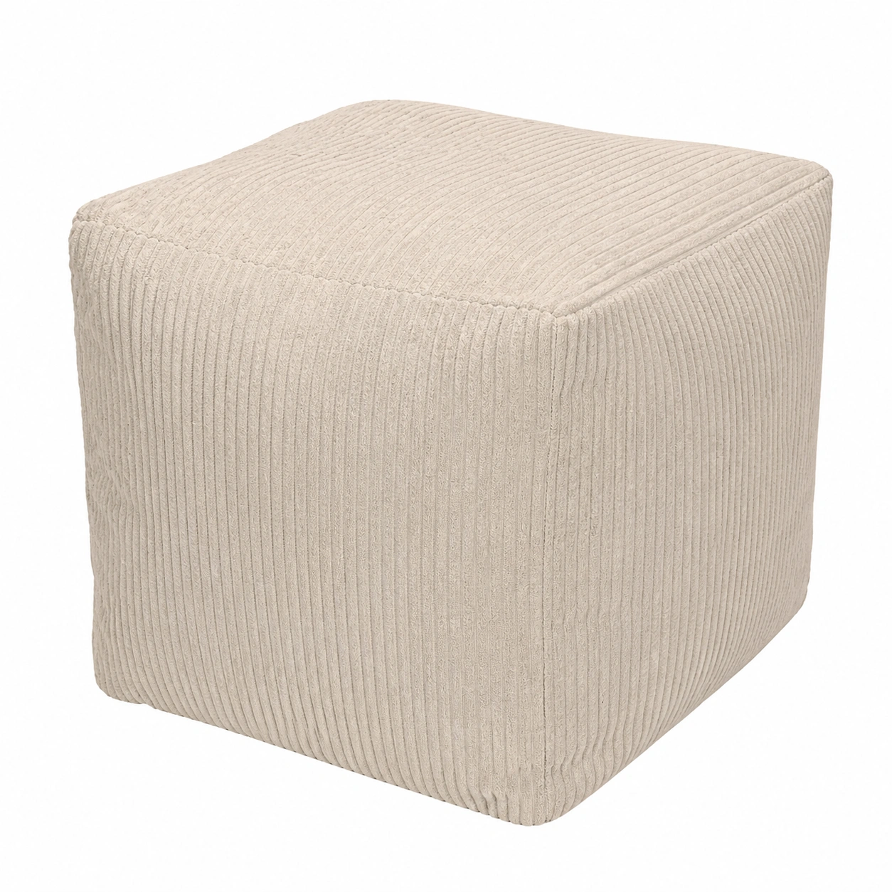 Moderner Sitzhocker weich gepolstert Cordoptik Beige quadratisch 40 cm-cartmovo
