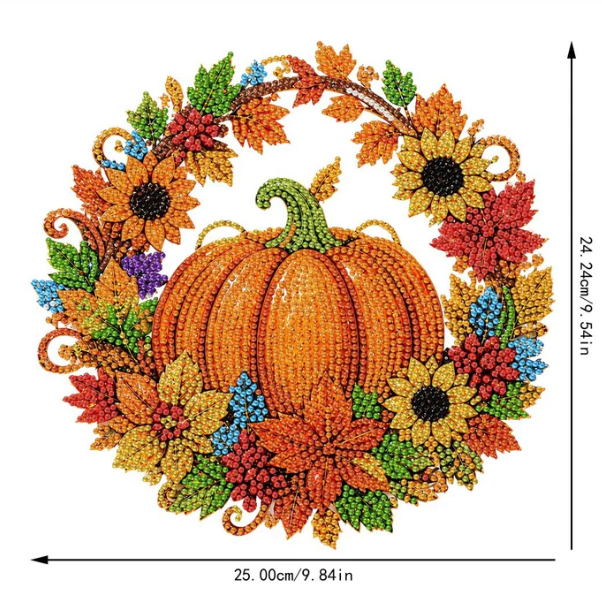 🎃 Halloween Exclusive!🍂 DIY Autumn Pumpkin Diamond Painting Wreath Kit-Stock up early—even ghosts are afraid of missing out!