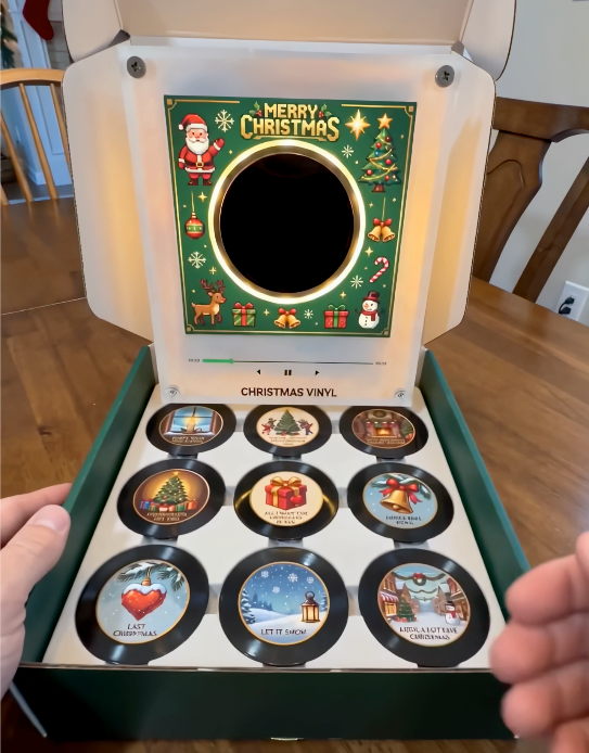 Christmas vinyl player customer lifestyle photo