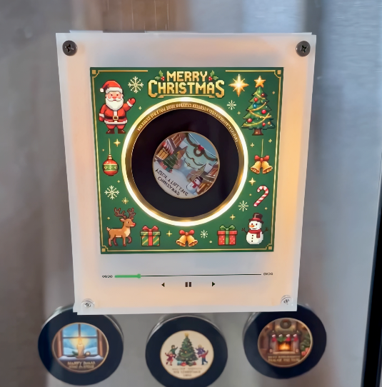 Customer showing the Christmas vinyl player at home