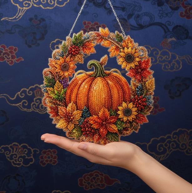 🎃 Halloween Exclusive!🍂 DIY Autumn Pumpkin Diamond Painting Wreath Kit-Stock up early—even ghosts are afraid of missing out!