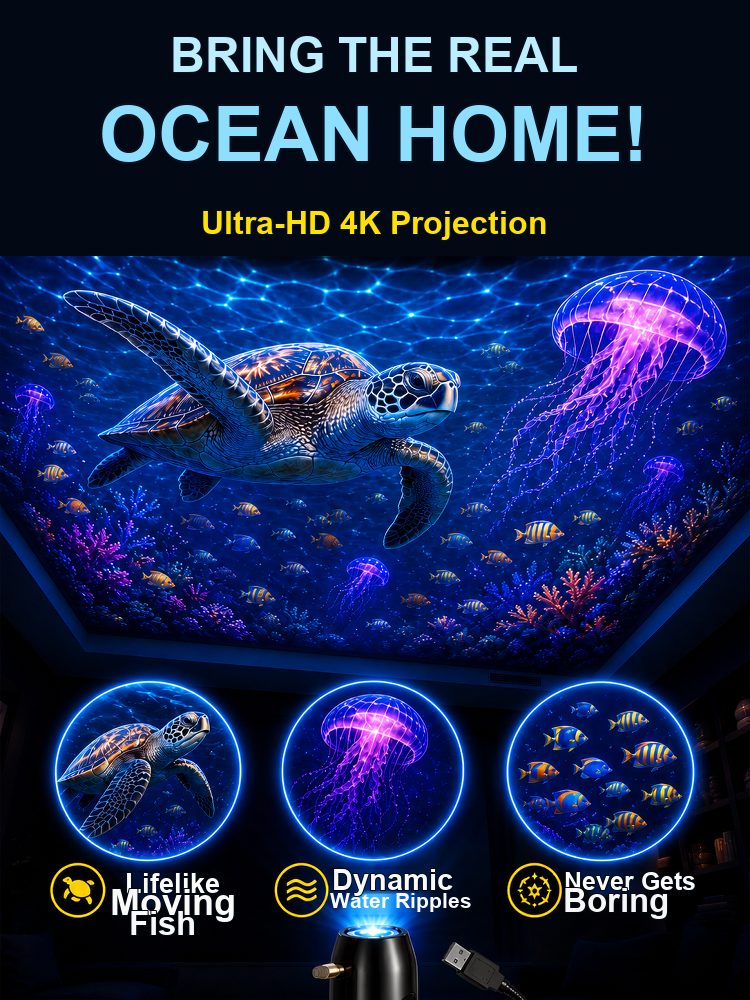 Ocean & Galaxy Projector 🌌: Bring ultra-HD 3D ocean and galaxy projections into your home ✨ — transform any room or car into a stunning aquarium in just 1 second! 🐠