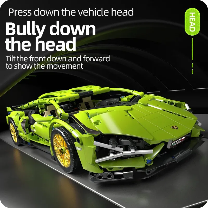 🔥New Year: Get 50% OFF🏎️1:14 Green Bull Supercar Building Set – 1280pcs