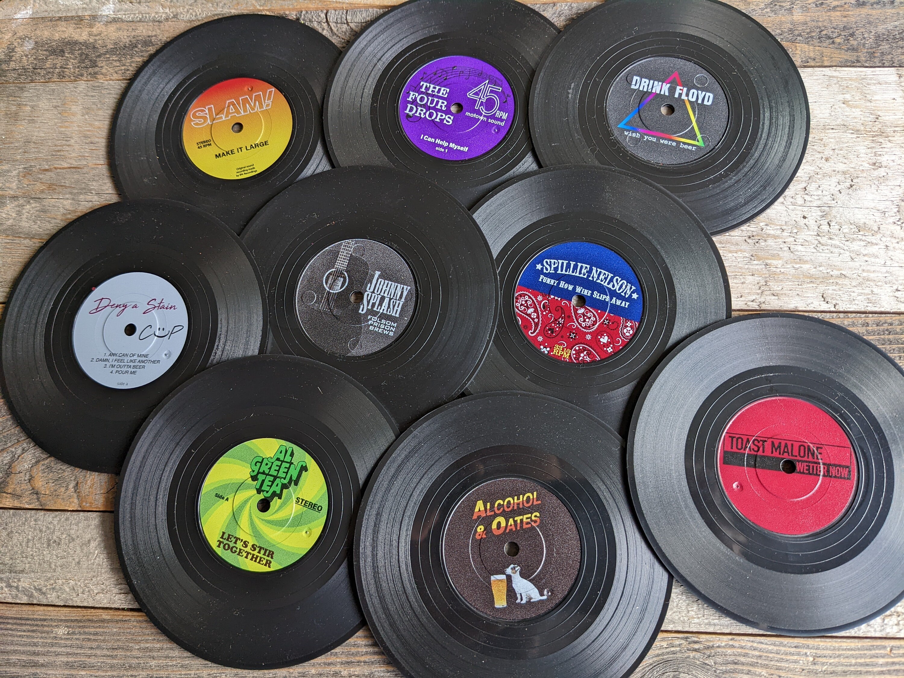 Music-themed coaster label designs