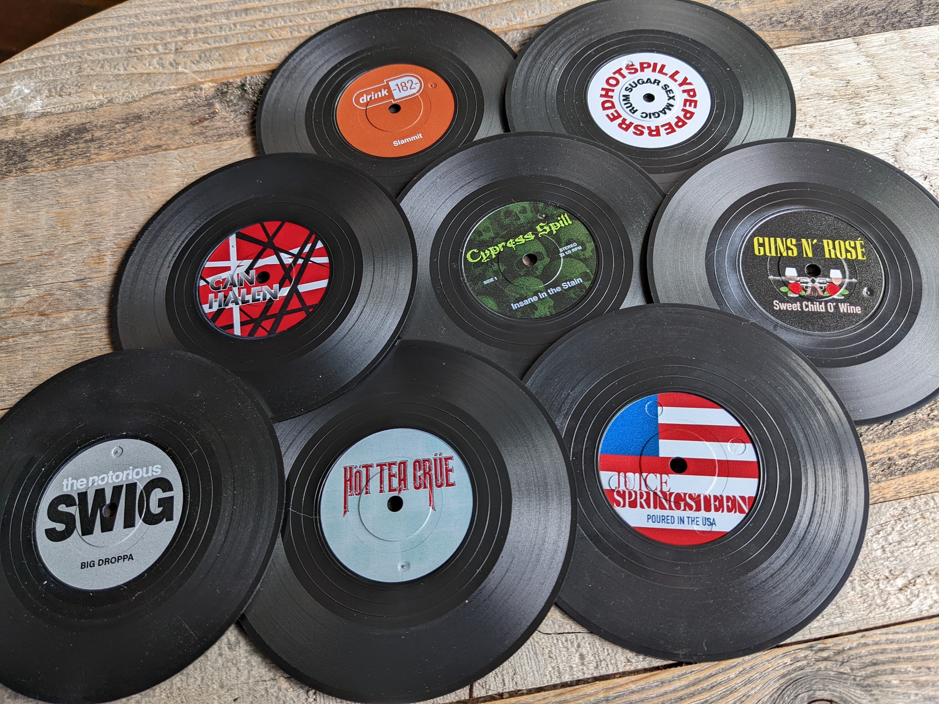 Vinyl coaster assortment for music lovers