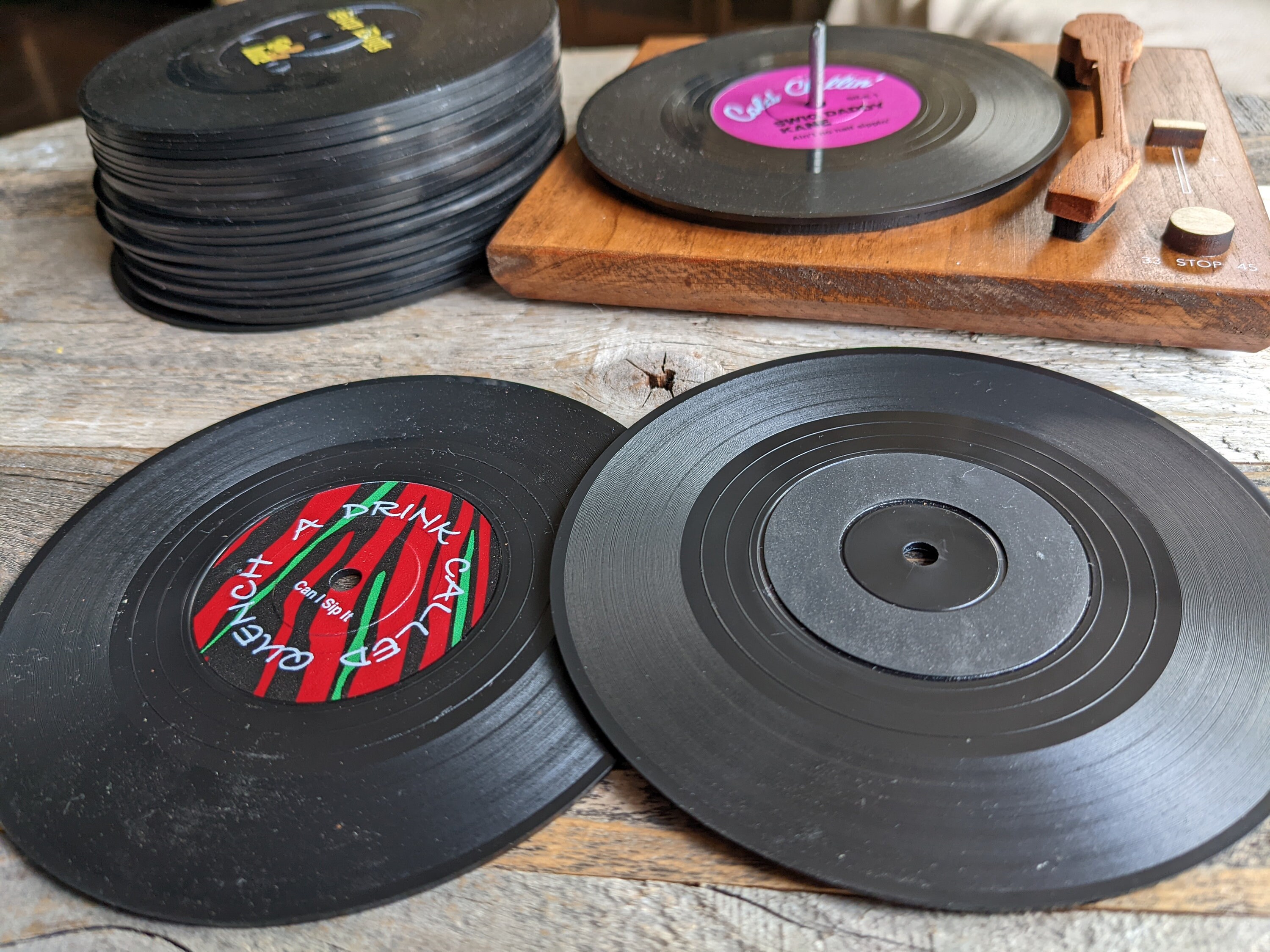 Retro record coaster gift set