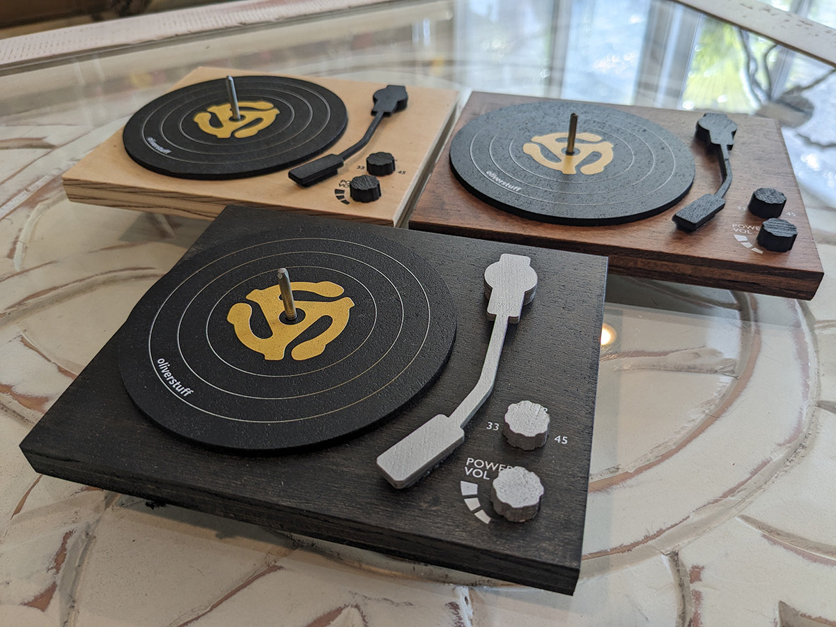 Assorted music-inspired record coasters