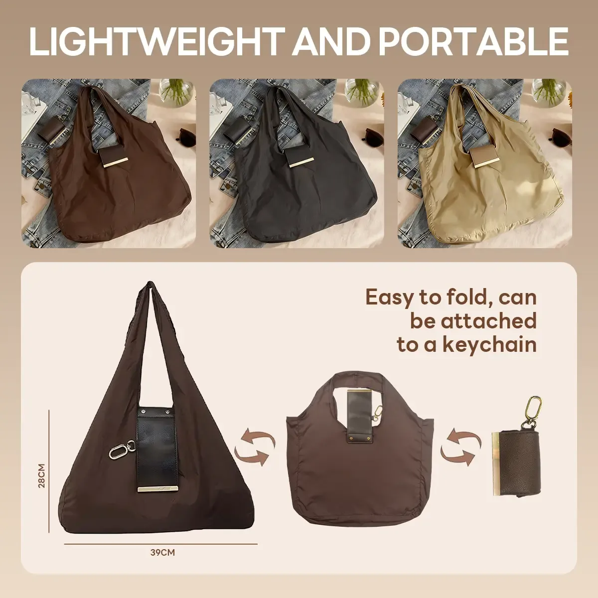 Foldable Nylon Shopping Tote