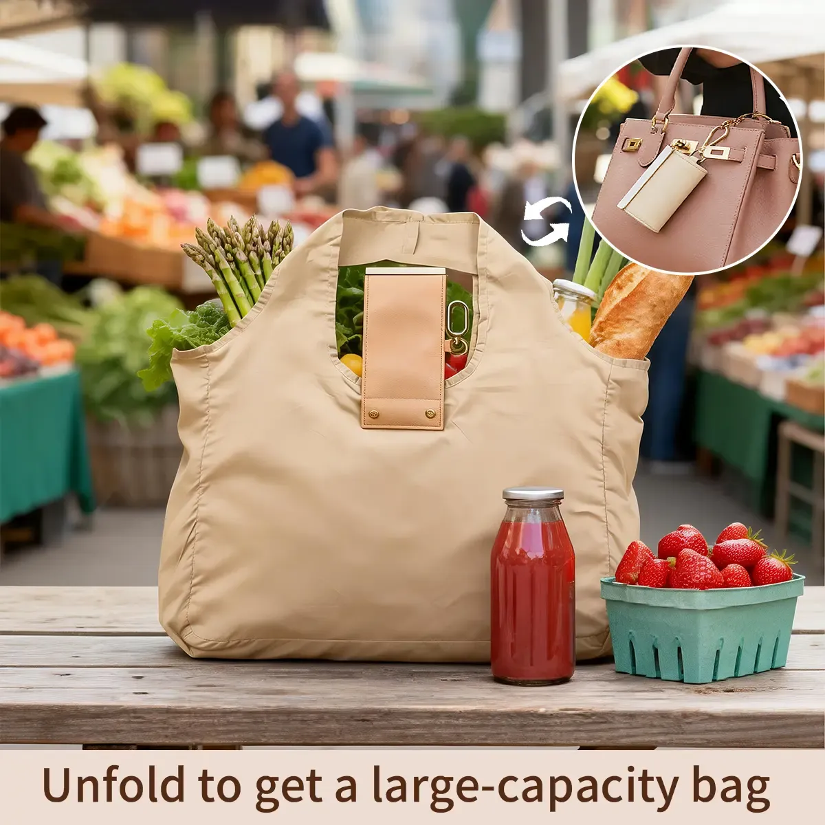 Foldable Nylon Shopping Tote