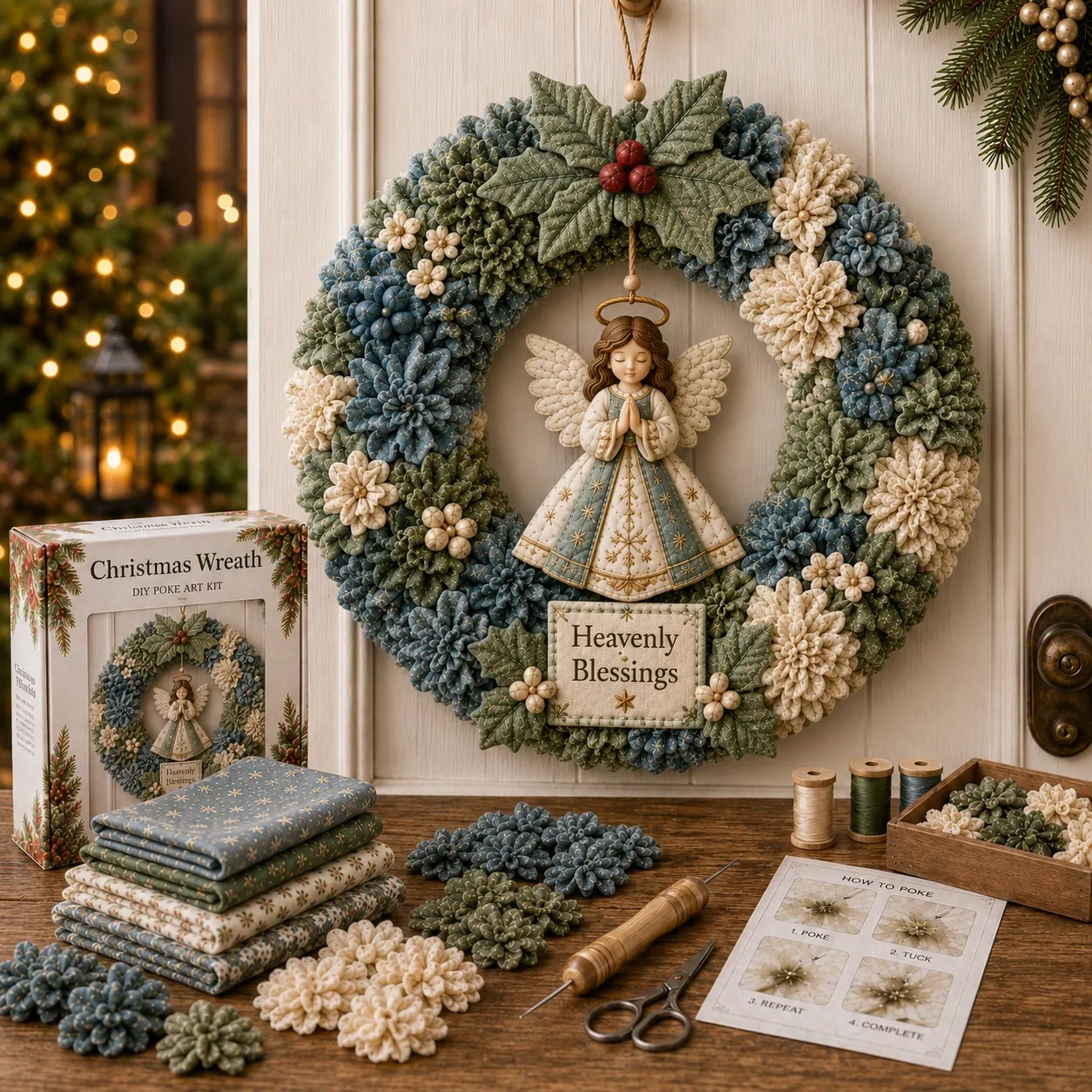 🔥50% Off Last Day 🎄 3D Fabric Poke Wreath DIY Kit