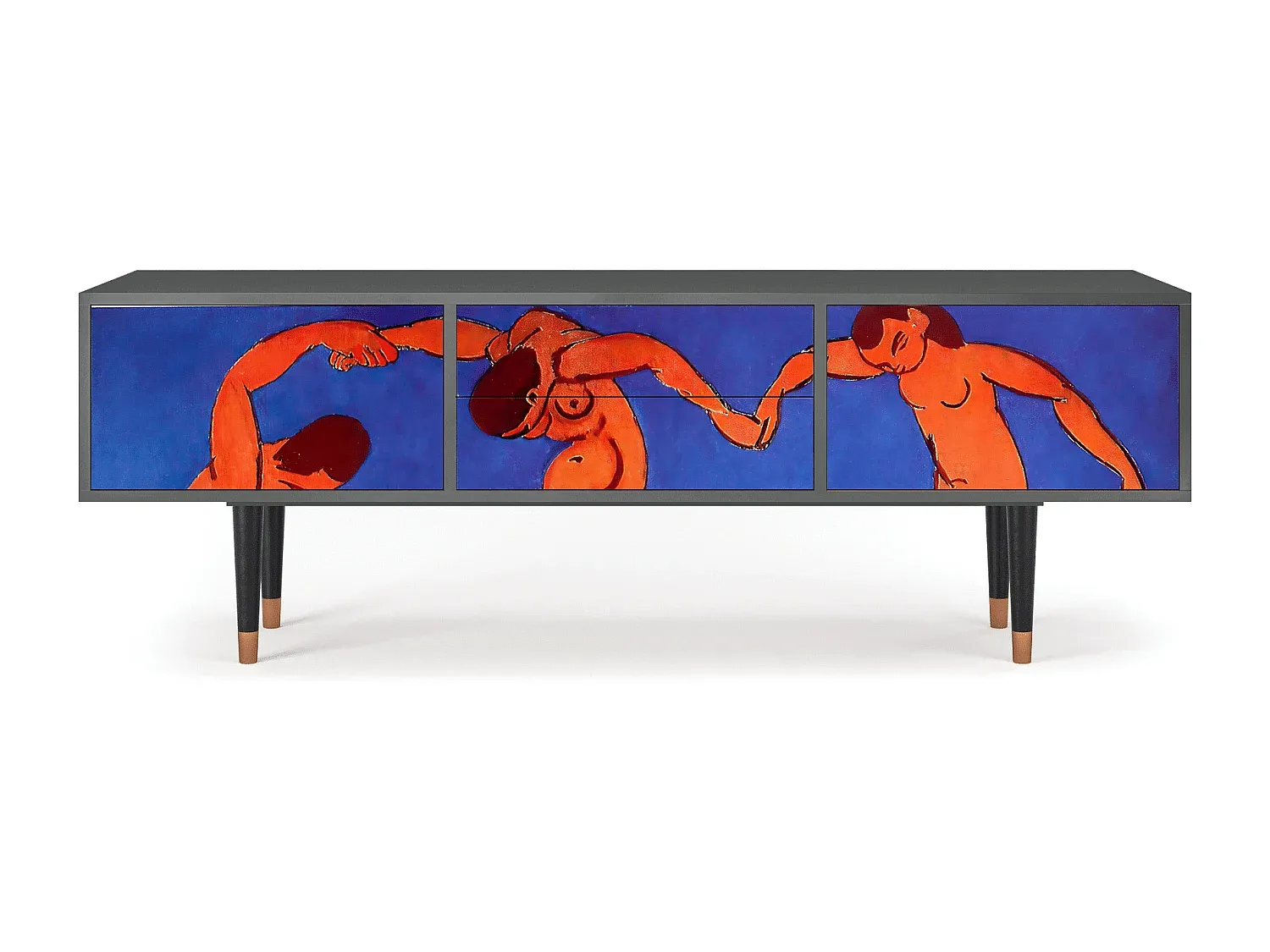 Geräumiges TV-Möbel mit Kunstmotiv, Anthrazit-Nordiranest