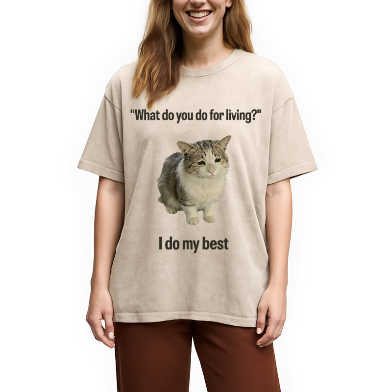 Modecanvas I Do My Best DTG Printing Washed T-Shirt