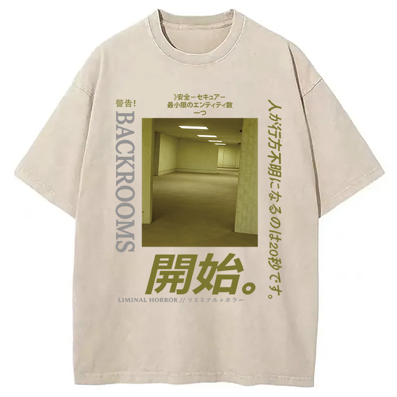 Modecanvas Backrooms Level 0 DTG Printing Washed T-Shirt-modecanvas