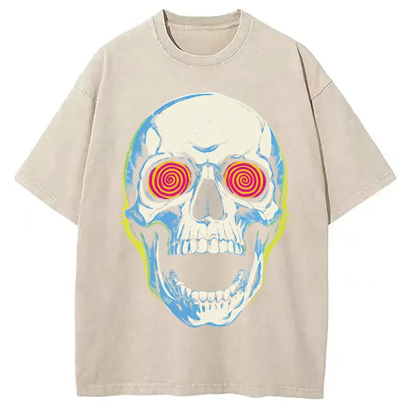 Modecanvas Spiral Death Stare DTG Printing Washed T-Shirt-modecanvas