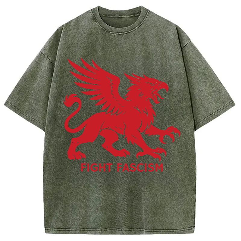 Modecanvas Fight Fascism DTG Printing Washed T-Shirt