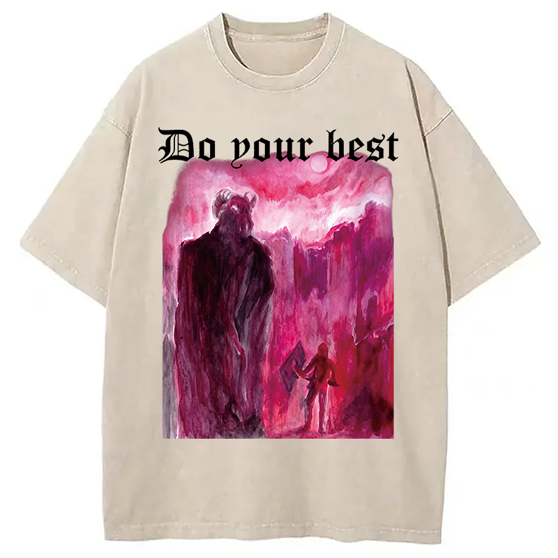 Modecanvas Do Your Best DTG Printing Washed T-Shirt-modecanvas