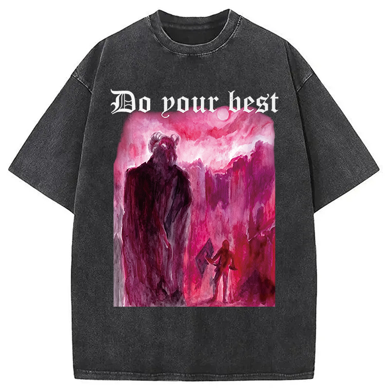 Modecanvas Do Your Best DTG Printing Washed T-Shirt-modecanvas