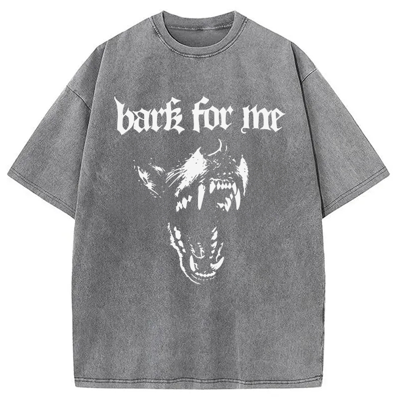 Modecanvas Wolf Back For Me DTG Printing Washed T-Shirt-modecanvas