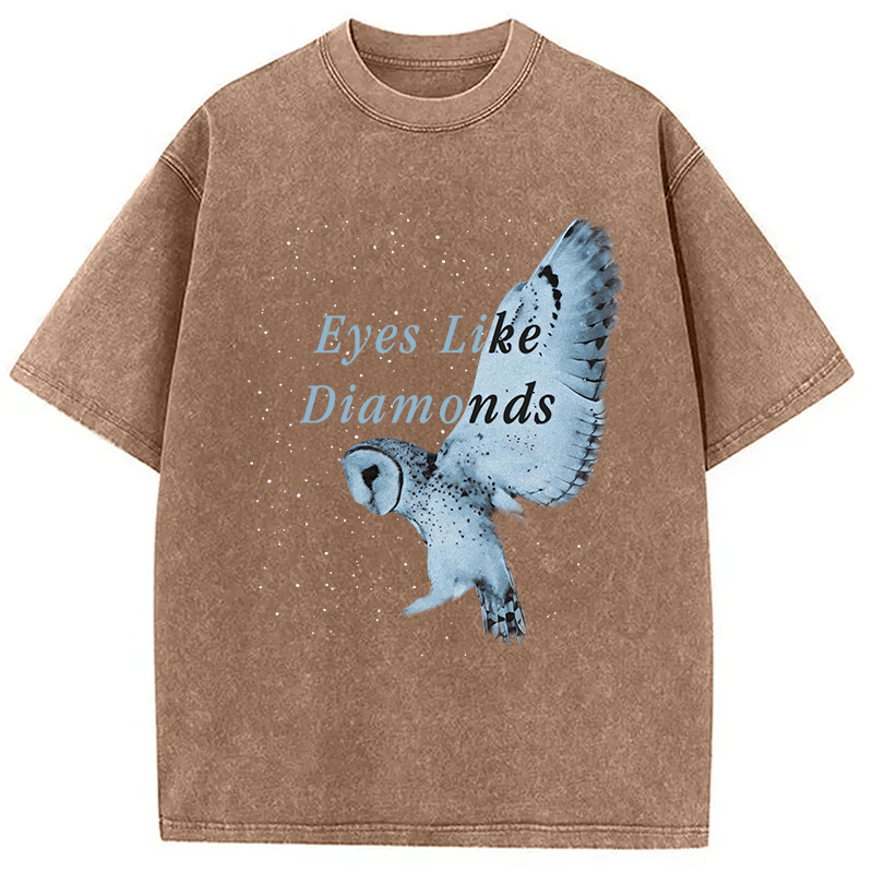 Modecanvas Blue Owl Alt-Rock DTG Printing Washed T-Shirt-modecanvas